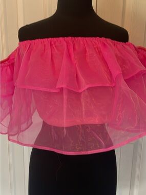 TCEC Hot Pink Ruffle Top L